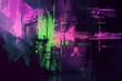 © Mark - An abstract purple, pink, and green background with digital Distorted Motion glitch effect, and an 80's 90's rave aesthetic and neon techno colors using retro futurism and webpunk aesthetics.