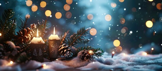 Poster - Winter themed Christmas decoration with a chilly ambiance perfect for a festive copy space image