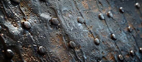 Poster - A detailed close up image of a metal texture with an abstract pattern allowing for ample copy space in the shot