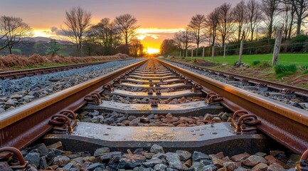 Sticker - railway tracks in the morning