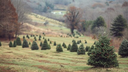 Wall Mural - Spend a day at a Christmas tree farm, selecting and cutting down the perfect tree to bring home.
