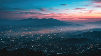 Wall Mural - sunset over the mountains