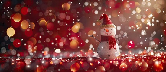 Wall Mural - christmas card with calligraphic font and space for text alongside an adorable snowman in a sparkly 
