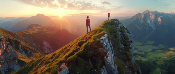 Wall Mural - An incredible sunrise view from Mangart Peak. Peaks rising above clouds.