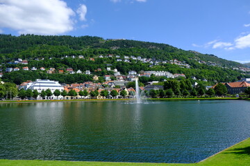 view of lake from villa in bergen norway