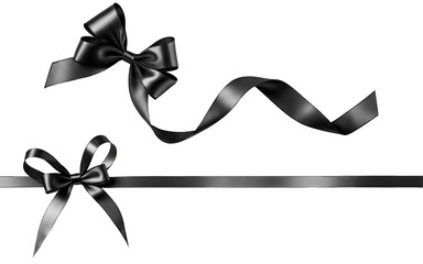 Wall Mural - black ribbon bows on a transparent background