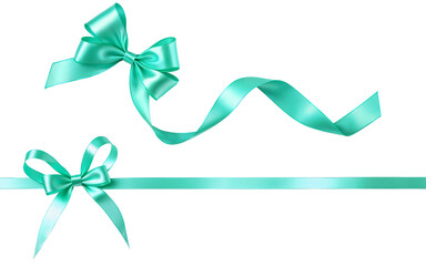 Wall Mural - green ribbon bows on a transparent background