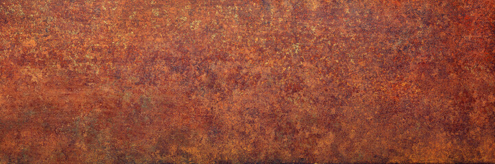 Wall Mural - weathered iron surface, panoramic background. rusty metal texture