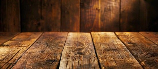 Canvas Print - Brown planks in the background with a wooden table texture perfect for a copy space image