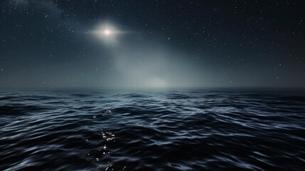 Wall Mural - a dark ocean with a bright moon in the sky
