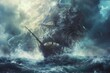 © Elena - Tall Ship Battling Heavy Seas During a Storm