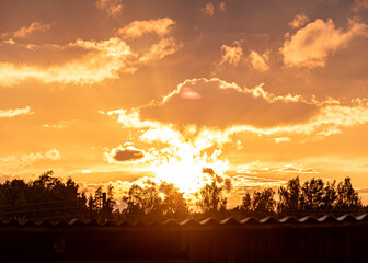 Wall Mural - gorgeous sunset, sunrise sky, orange summer sunset