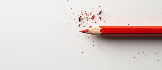 Poster - Red pencil and sharpener displayed on a white background with copy space image