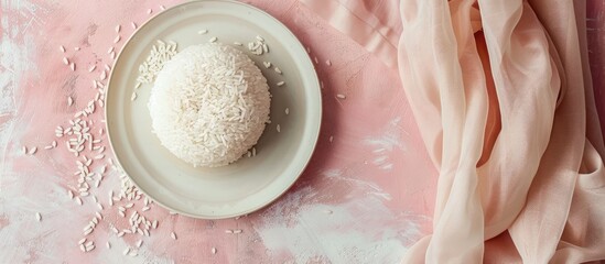 Wall Mural - Unique rice cake arrangement on a blank backdrop with copy space image