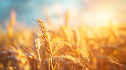 Wheat field, golden wheat medow, summer nature landscape