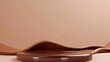 © Fitriyani - Chocolate podium 3D background product coffee stand display platform liquid milk splash. 3D chocolate wave cocoa podium brown dark melt hot studio smooth bar stage abstract pedestal texture flow food.