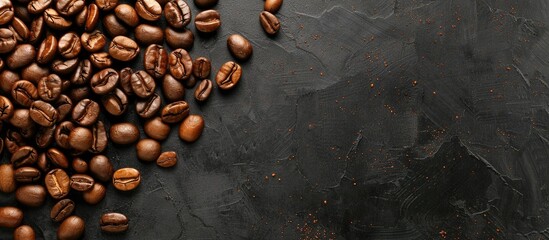 Canvas Print - Roasted coffee beans can serve as a backdrop for a copy space image