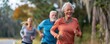 © Dalibor - A group of older people are running in a park with leaves on the ground. Illustration.