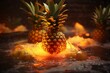 © juliars - Artistic image of a pineapple in vibrant flames, suggesting a mix of tropical freshness and fiery passion