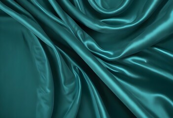 Wall Mural - Blue turquaise satin velvet wavy drapery texture sample background	