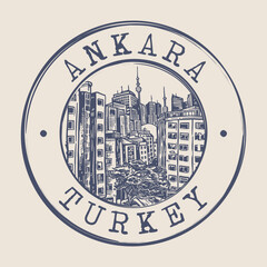 Wall Mural - Ankara, Turkey Stamp City Postmark. Silhouette Postal Passport. Round Vector Icon. Vintage Postage Design.