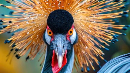 Poster - Grey Crowned Crane photographed up close