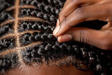 Close-up of Black Braids Being Done