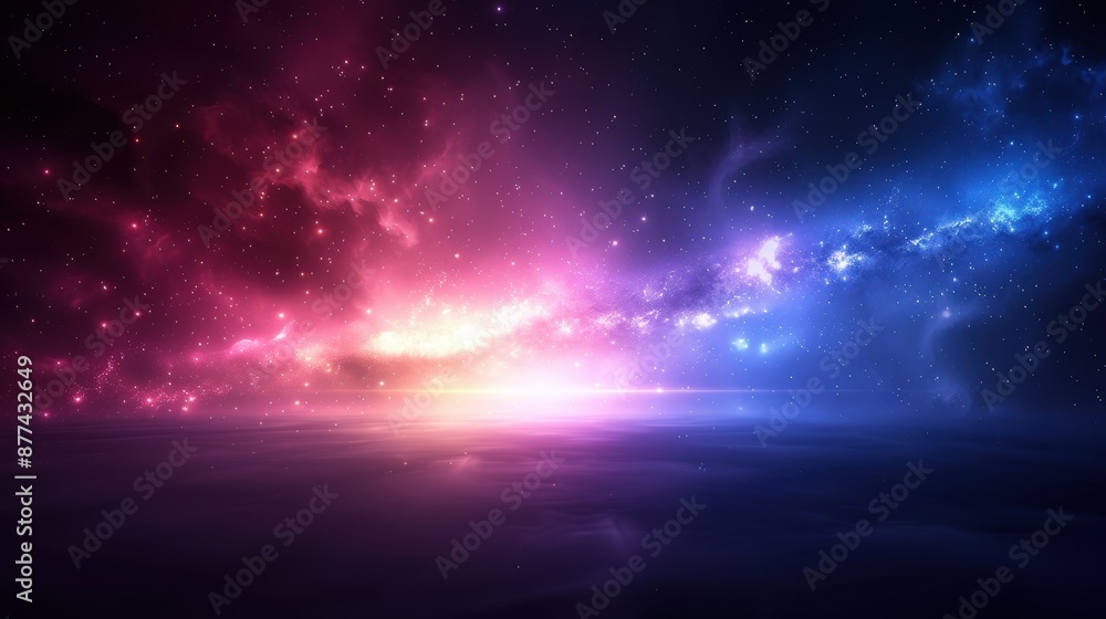Stunning cosmic landscape with vibrant pink, purple, and blue nebulae ...