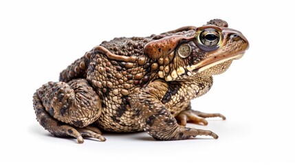 Southern toad isolated on white background in detailed side profile view