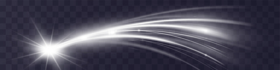 Wall Mural - Light white wave shine effect,vector glow line sparkle shine. Silver wavy effects.	

