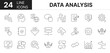 © ICON WORLD - Collection of 24 data analysis line icons featuring editable strokes. These outline icons depict various modes of data analysis, big data, human analysis, thin line icon, outline,