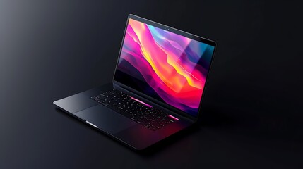 an artistic depiction of a laptop mockup featuring a modern website design, ideal for presenting web