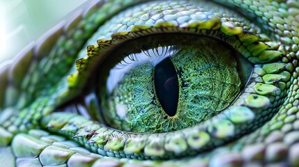 Green eye with lizard pattern