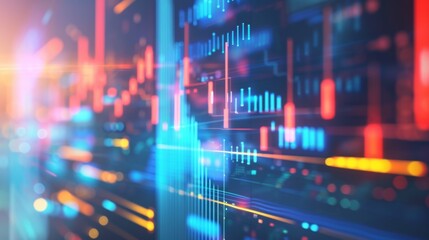 Leinwandbilder - Abstract background of business data graphs and statistical analysis on a computer screen.