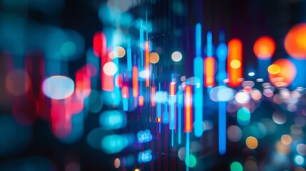 Poster - Abstract financial background with blurred stock market graphs and data analysis.