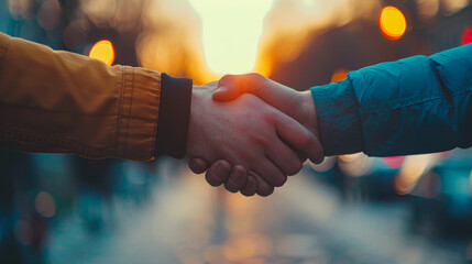 Wall Mural - Handshake, a symbol of friendship and trust, or a business agreement between partners.