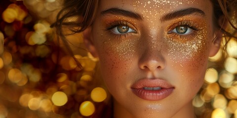 Wall Mural - Golden Glamour: Smirking Model, generative ai