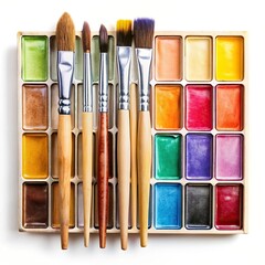 Wall Mural - painting, brush, creative, set, Watercolor Brush Painting Set on White Background