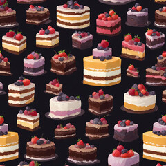 Wall Mural - Beautiful piece of tasty cake on plate