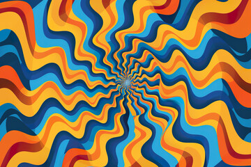 Wall Mural - A colorful swirl of blue, orange, and yellow, generative ai image.