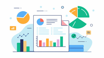 A financial report with charts and graphs. vector art illustration