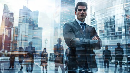 Canvas Print - The confident businessman in city