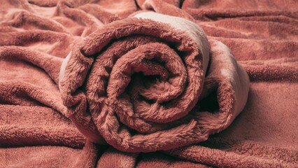 Canvas Print - A close up of a folded blanket on top of some fabric, AI