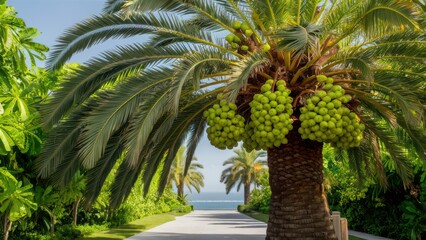 Poster - A tree with many green fruits hanging from it's branches, AI