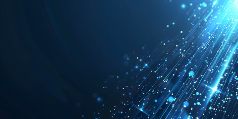 a deep blue background with abstract digital light streaks, ideal for technology, data science, and 