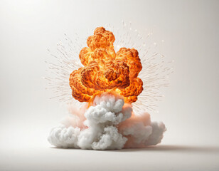 Wall Mural - smoke explosion and fire, detonation, war, isolated background for text