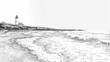 © jessica - A line drawing of a tranquil seashore, waves gently lapping at the sand