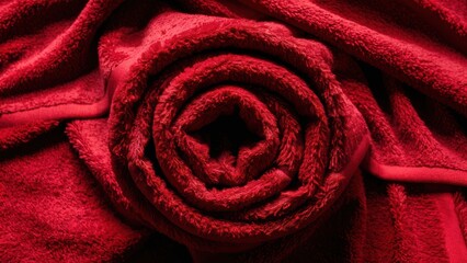 Poster - A close up of a red towel with the center folded over, AI