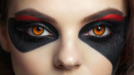 Beautiful project of festive modern makeup for women, female eye, beautiful female eye, fluffy thin eyelashes,