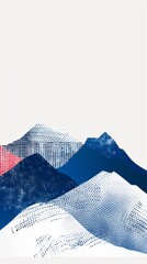 Wall Mural - Blue and white mountains with a red accent at the base